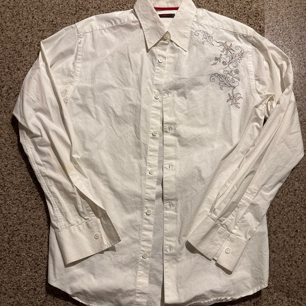 Men's White Embroidered Shirt